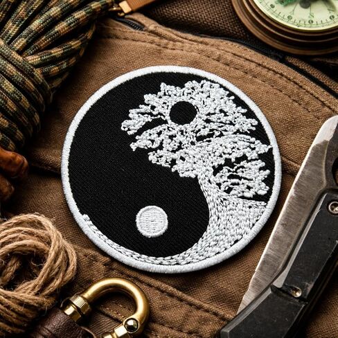 رقعة شجرة الحياة البوذية Zen Yin Yang مقاس 3 بوصة (قطعتان) - تطريز حديدي على الشعار in Kuwait