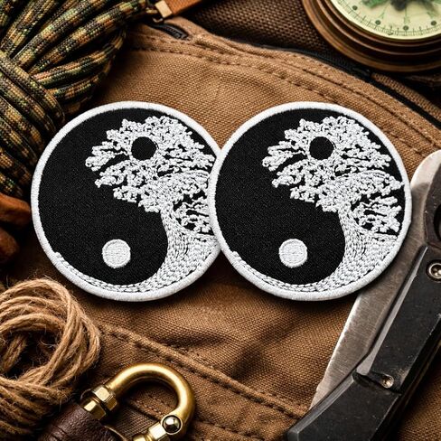 رقعة شجرة الحياة البوذية Zen Yin Yang مقاس 3 بوصة (قطعتان) - تطريز حديدي على الشعار in Kuwait