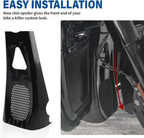 Zhisheng Stretched Chin Spoiler Scoop ABS For M8 for Harley for Touring Road Street Glide 2017+, Glossy Black in Kuwait