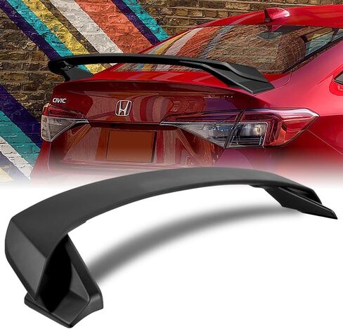 جناح خلفي لصندوق السيارة بلون واحد ودرجتين من اللون HP متوافق مع 2022-2025 Honda Civic 4DR Sedan 2023 2024 (أسود مطفي) in Kuwait