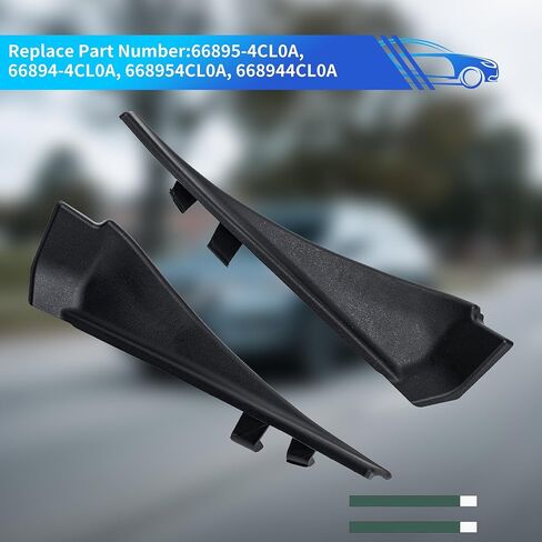 Windshield Wiper Cowl Cover Front Left and Right Extension Cover Trim 66895-4CL0A, 66894-4CL0A for Nissan Rogue 2014 2015 2016 2017 2018 2019 2020, 1Pair Black in Kuwait