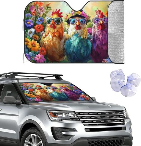 Farmhouse Highland Cow Car Windshield Sun Shade Cow Foldable Sunshade Front Window Cover Sun Visor Protector Accessories Auto Sunshade for Car Truck SUV Blocks UV Rays to Keep Your Vehicle Cool Medium in Saudi Arabia