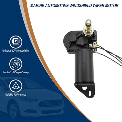 Marine Automotive Windshield Wiper Motor 12V 2.5" Shaft 110 Degree Compatible with MRV Automotive Boat Marine Car Replaces 34010 30991 4R2.12.R110D WWF12C18 Series 40-110° Adjustable in Kuwait