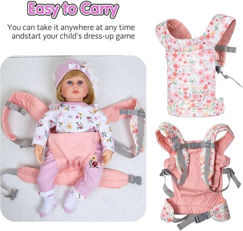 12 Pcs Reborn Baby Doll Clothes Accessories with Babydoll Carrier for 17-20-22 Inch Realistic Baby Girl Newborn Doll Clothes Feeding Accessories in Saudi Arabia