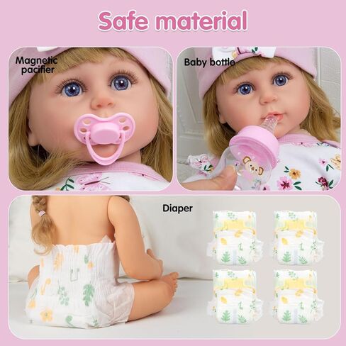 12 Pcs Reborn Baby Doll Clothes Accessories with Babydoll Carrier for 17-20-22 Inch Realistic Baby Girl Newborn Doll Clothes Feeding Accessories in Saudi Arabia