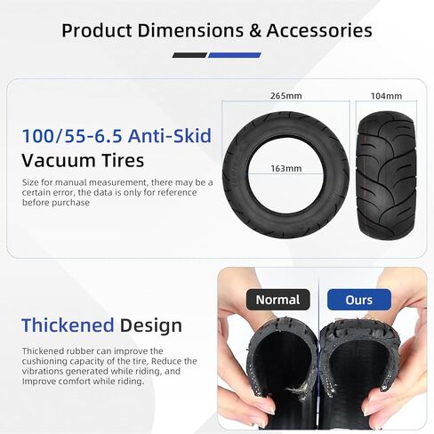 Ulip 100/55-6.5 Vacuum Tire for Dualtron Ultra 2 THUNDER II Kaabo Wolf Warrior Electric Scooter Tubeless Wider and Thicker Tires Non-Slip Spare Wheels for Scooter 2 PCS in Kuwait