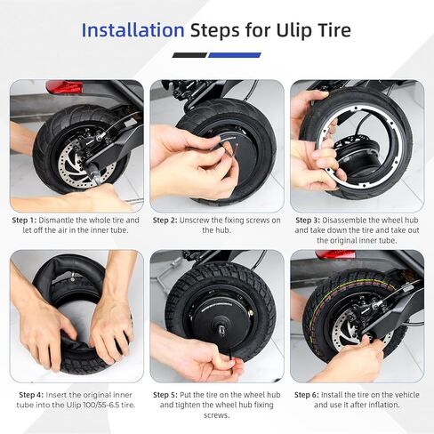 Ulip 100/55-6.5 Vacuum Tire for Dualtron Ultra 2 THUNDER II Kaabo Wolf Warrior Electric Scooter Tubeless Wider and Thicker Tires Non-Slip Spare Wheels for Scooter 2 PCS in Kuwait