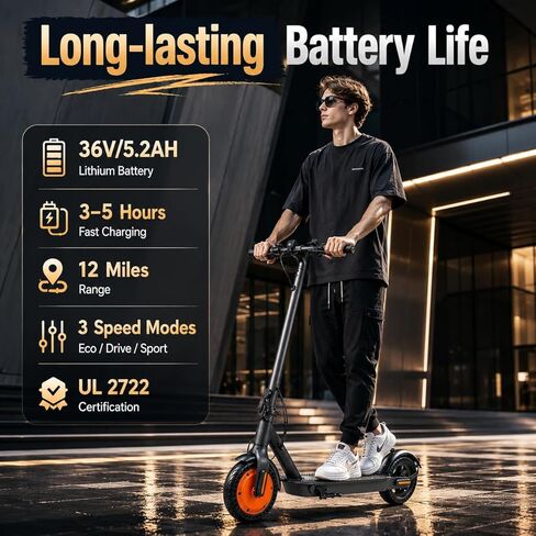 500W Peak Electric Scooter for Teens & Adults, 12MPH & 16 Miles, 8.5" Tires, Lightweight Foldable E-Scooter with APP, 3 Speeds, Dual Brakes, Cruise Control, Hill Climb, Gift for Teens & Big Kids in Kuwait