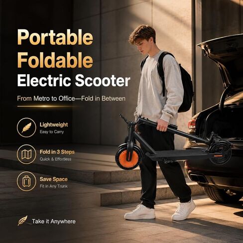 500W Peak Electric Scooter for Teens & Adults, 12MPH & 16 Miles, 8.5" Tires, Lightweight Foldable E-Scooter with APP, 3 Speeds, Dual Brakes, Cruise Control, Hill Climb, Gift for Teens & Big Kids in Kuwait