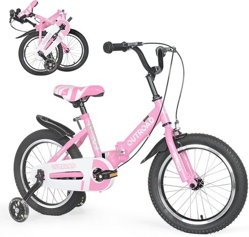Betterland Folding Kids Bike,14/16/18 Inch Children Bicycle with Training Wheels and Dual Handbrakes Toddler Sport Bicycle for 3-9 Years Old Boys and Girls in Saudi Arabia