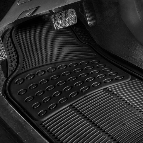 FH Group Climaproof™ Trimmable Non-Slip Vinyl Floor Mats Full Set - Universal Fit for Cars Trucks and SUVs (Black) F11306 + F16400 in Kuwait