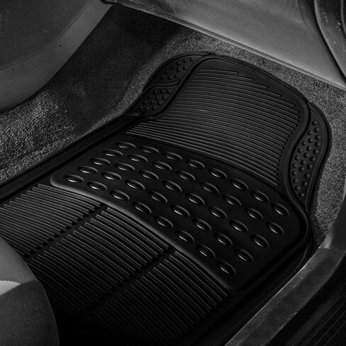 FH Group Climaproof™ Trimmable Non-Slip Vinyl Floor Mats Full Set - Universal Fit for Cars Trucks and SUVs (Black) F11306 + F16400 in Kuwait