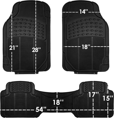 FH Group Climaproof™ Trimmable Non-Slip Vinyl Floor Mats Full Set - Universal Fit for Cars Trucks and SUVs (Black) F11306 + F16400 in Kuwait