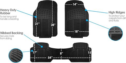 FH Group Climaproof™ Trimmable Non-Slip Vinyl Floor Mats Full Set - Universal Fit for Cars Trucks and SUVs (Black) F11306 + F16400 in Kuwait