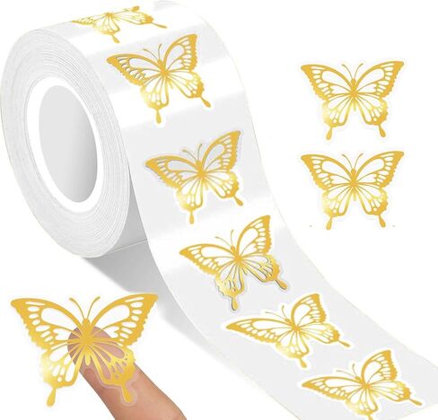 500 PCS Gold Foil Butterfly Roll Stickers, Waterproof Vinyl Exquisite Butterfly Decals for Skateboard, Fridge, Laptop, Phone, Luggage, Trendy Stickers for Teens, Adults, Boys and Girls in Saudi Arabia