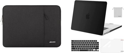 MOSISO Compatible with MacBook Pro 16 inch Case 2021 Release A2485 M1, Vertical Sleeve Bag&Plastic Hard Shell&Keyboard Skin&Screen Protector&Storage Bag, Black in Kuwait
