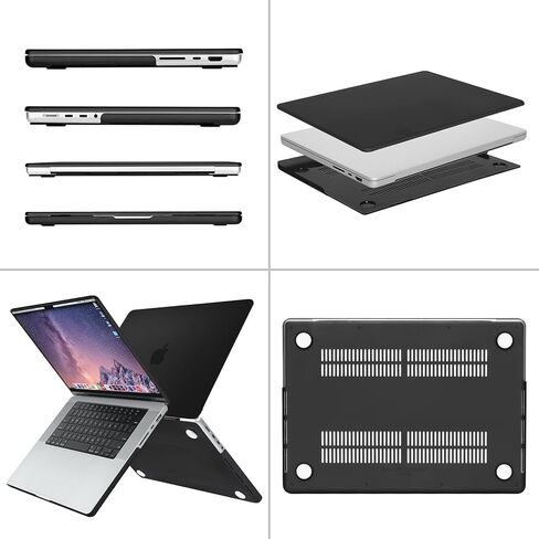MOSISO Compatible with MacBook Pro 16 inch Case 2021 Release A2485 M1, Vertical Sleeve Bag&Plastic Hard Shell&Keyboard Skin&Screen Protector&Storage Bag, Black in Kuwait