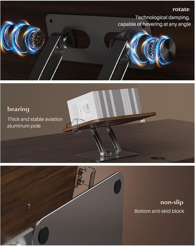 Book Stands for Reading,Adjustable Book Holder with 360° Rotating Metal Base,Foldable Cookbook Stand, Reading Hands Free with ABS Expandable Page Clips for Recipe,Textbook,Laptop in Saudi Arabia