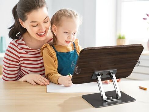 Book Stands for Reading,Adjustable Book Holder with 360° Rotating Metal Base,Foldable Cookbook Stand, Reading Hands Free with ABS Expandable Page Clips for Recipe,Textbook,Laptop in Saudi Arabia
