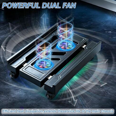 PC Stand for PC Tower With F, Computer Desktop Stand with 4 Lockable Castors, Universal Adjustable CPU Stand with Wheels - (New Black) in Saudi Arabia
