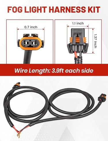 RED WOLF Fog Light Wiring Harness Replacement for 2003-2006 Chevy Silverado 1500 2500 & 2007 Silverado Classic, Driver & Passenger Side Fog Lamp Harness Kit 3.9ft Each Side in Kuwait