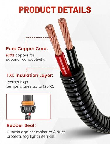 RED WOLF Fog Light Wiring Harness Replacement for 2003-2006 Chevy Silverado 1500 2500 & 2007 Silverado Classic, Driver & Passenger Side Fog Lamp Harness Kit 3.9ft Each Side in Kuwait