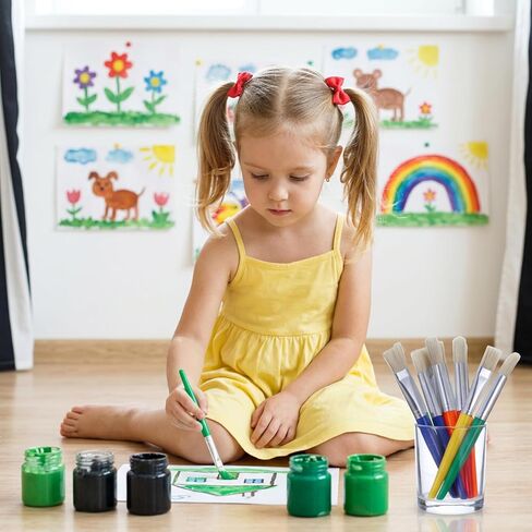 60 Pcs Paint Brushes Bulk, Colorful Round Flat Paintbrushes Washable Soft Bristles Art Supplies for Oil, Acrylic Painting, Watercolor, Washable Paint in Saudi Arabia