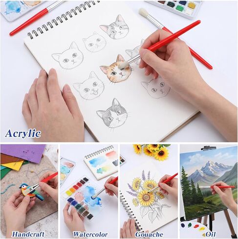 60 Pcs Paint Brushes Bulk, Colorful Round Flat Paintbrushes Washable Soft Bristles Art Supplies for Oil, Acrylic Painting, Watercolor, Washable Paint in Saudi Arabia