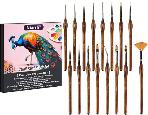 16PCS Miniature Paint Brushes,Detail Paint Brushes Set for Acrylic Watercolor Gouache Oil & Face Painting, Paint by Number, Figurine Black in Saudi Arabia