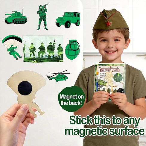 Army Party Favors - 12PCS Army Military Camo Birthday Party Favors for Kids Individual Wrapped Wooden Painting Craft Kits with Cards Magnets Army Military Birthday Party Decorations for Boys Gifts in Saudi Arabia