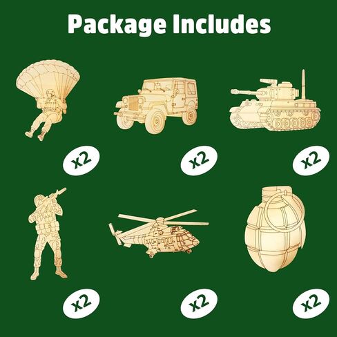 Army Party Favors - 12PCS Army Military Camo Birthday Party Favors for Kids Individual Wrapped Wooden Painting Craft Kits with Cards Magnets Army Military Birthday Party Decorations for Boys Gifts in Saudi Arabia