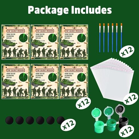 Army Party Favors - 12PCS Army Military Camo Birthday Party Favors for Kids Individual Wrapped Wooden Painting Craft Kits with Cards Magnets Army Military Birthday Party Decorations for Boys Gifts in Saudi Arabia