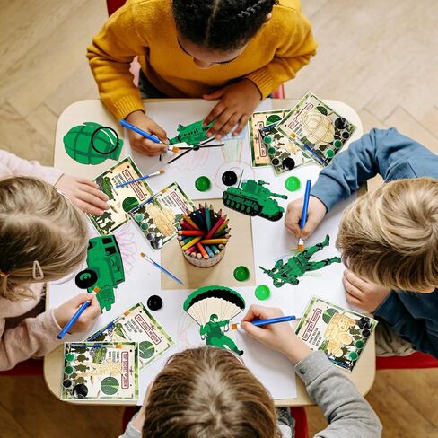 Army Party Favors - 12PCS Army Military Camo Birthday Party Favors for Kids Individual Wrapped Wooden Painting Craft Kits with Cards Magnets Army Military Birthday Party Decorations for Boys Gifts in Saudi Arabia