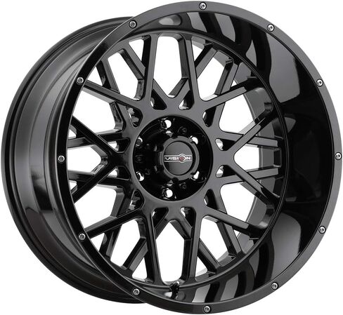 Vision 412 Rocker 22x12 5x5 بوصة -51 ملم حافة عجلة سوداء لامعة مقاس 22 بوصة in Kuwait