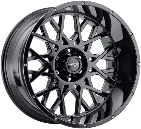 Vision 412 Rocker 22x12 5x5 بوصة -51 ملم حافة عجلة سوداء لامعة مقاس 22 بوصة in Kuwait