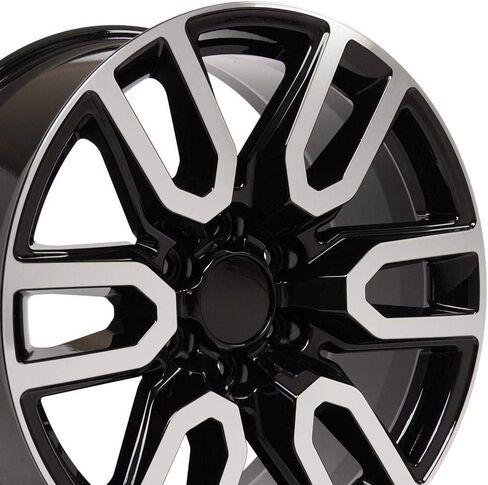 OE Wheels CV36 20 Inch Rims Fit Sierra 1500 Style 6x139.7 20x9 Gloss Black Machined - Hollander 5914 (Set of 4) in Kuwait