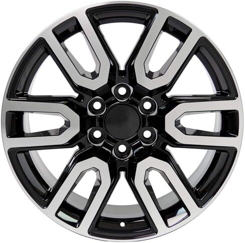 OE Wheels CV36 20 Inch Rims Fit Sierra 1500 Style 6x139.7 20x9 Gloss Black Machined - Hollander 5914 (Set of 4) in Kuwait