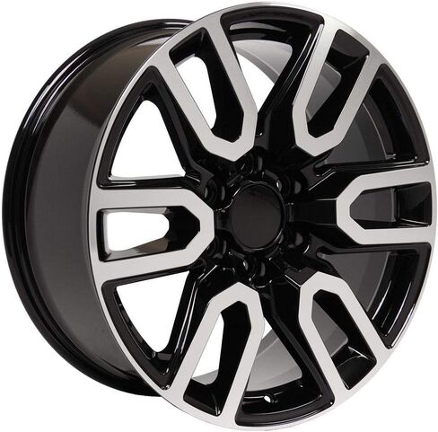 OE Wheels CV36 20 Inch Rims Fit Sierra 1500 Style 6x139.7 20x9 Gloss Black Machined - Hollander 5914 (Set of 4) in Kuwait