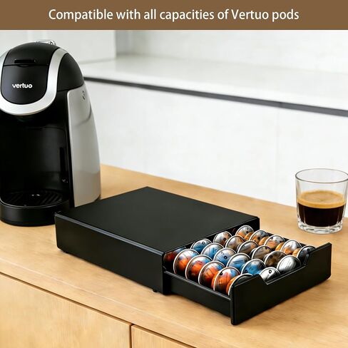 Coffee Pods Holder, Nespresso pods holder Storage Drawer Compatible with Nespresso Vertuo Capsules Dolce Gusto and K-Cup, Capsule Storage Drawer Organizer （24-40pods） in Saudi Arabia