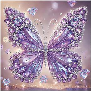 DIADAY 5D Diamond Painting Kits for Adults Butterfly, DIY Purple Butterfly Crystal Special Shape Diamond Art Kits, Partial Drill Diamond Dot Crafts Home Wall Decor Gift 12x12 Inches in Kuwait