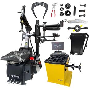 Tire Changer and Automatic Wheel Balancer Combo with Rear-Tilt & Auto Measurement, 110V for 10-26" Rims, Premium Tire Shop Equipment in Saudi Arabia