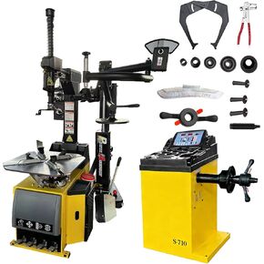 Tire Changer and Wheel Balancer Combo with Rear-Tilt System & Multiple Modes, 110V for 10-26" Rims, Complete Tire Service Package for Workshops in Saudi Arabia