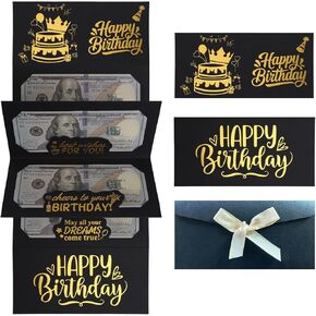 Money Envelopes for Cash Gift 21st Birthday Card 18th Birthday Gifts for Boys Kids Him Black Gold Money Holder Box in Saudi Arabia