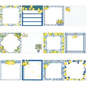 12 Pads Capri Lemon Sticky Notes Set, 240 Sheets Blue Mediterranean Tile Yellow Lemon Pattern Self Adhesive Memo Pads, 3x3 Inch Summer Themed Sticky Notes for Writing Reminders, Page Markers, School in Kuwait
