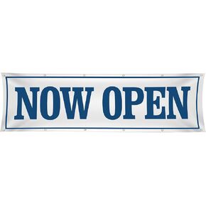Large Now Open Banner 3x10 foot - Open Sign for Business - Grand Opening Banner Decorations for Outside Storefronts, Retailers, Shops, Food Trucks, Events and Fairs with 12 Brass Grommets in Kuwait