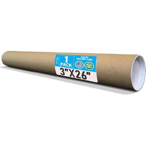 MagicWater Supply 3x26 Inch Kraft Mailing Tubes, Durable Round Cardboard Shipping Tubes with Secure End Caps, Heavy-Duty Storage for Posters, Artworks, Blueprints, and Large Mailing Documents - 4 Pack in Saudi Arabia