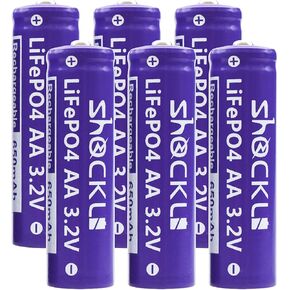 4 عبوات - بطارية Shockli AA 3.2V LiFePo4 650 مللي أمبير في الساعة، بطاريات AA 3.2V الشمسية القابلة لإعادة الشحن - مثالية لإضاءة الحديقة الشمسية in Saudi Arabia