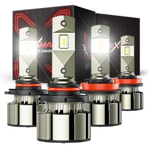 Laxmas H11 9005 LED Bulbs Combo Kit, 9005/HB3 H8/H9/H16 Super Bright Bulbs with Cooling Fan, Plug and Play, 50000 Hours Lifespan, LED Light, Pack of 4 in Saudi Arabia