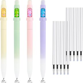 BAYTORY 4Pcs Cute Erasable Gel Pens, Rotatable Black Ink Pen with 10 Refills, 0.5mm Fine Point with Erasers, Quick Dry Erasable Pens for Completing Sudoku and Crossword Puzzles (Black Ink) in Saudi Arabia