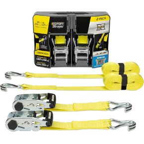 SmartStraps 14’ Ratchet Straps, 2 Pack –5,000lbs Break Strength, 1,667lbs Safe Work Load –Commercial Tie Down Straps for Heavy Duty Cargo, Haul Equipment and Vehicles in Saudi Arabia